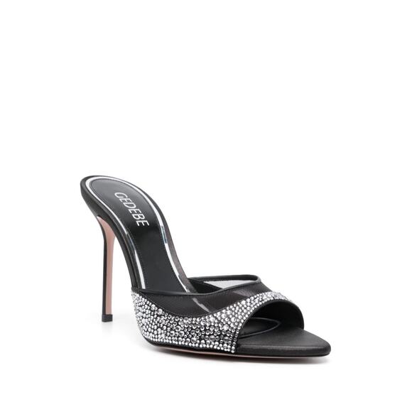 NWT Gedebe Isabelli Black Crystal-embellished Stiletto Sandals EU 36.5 / US 6 - Picture 1 of 4